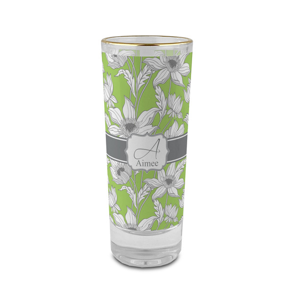 Custom Wild Daisies 2 oz Shot Glass - Glass with Gold Rim (Personalized)