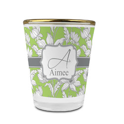 Wild Daisies Glass Shot Glass - 1.5 oz - with Gold Rim - Set of 4 (Personalized)