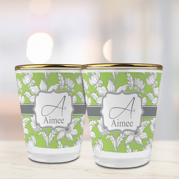 Wild Daisies Glass Shot Glass - with gold rim - LIFESTYLE