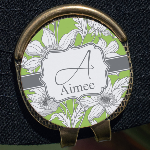 Wild Daisies Golf Ball Marker Hat Clip - Gold - Close Up