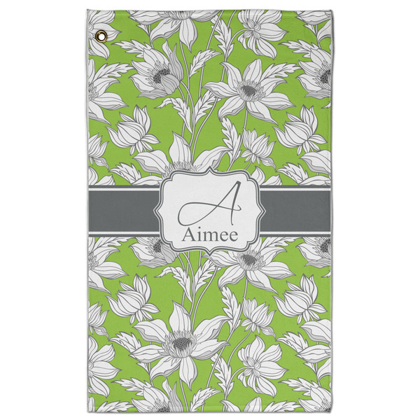 Custom Wild Daisies Golf Towel - Poly-Cotton Blend w/ Name and Initial