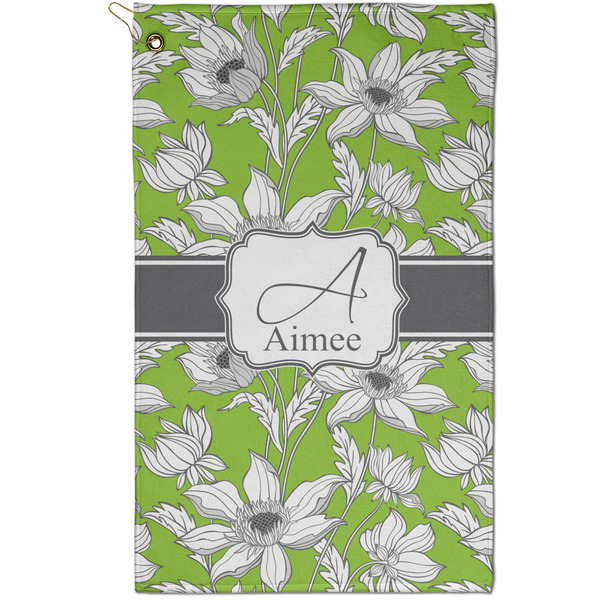 Custom Wild Daisies Golf Towel - Poly-Cotton Blend - Small w/ Name and Initial