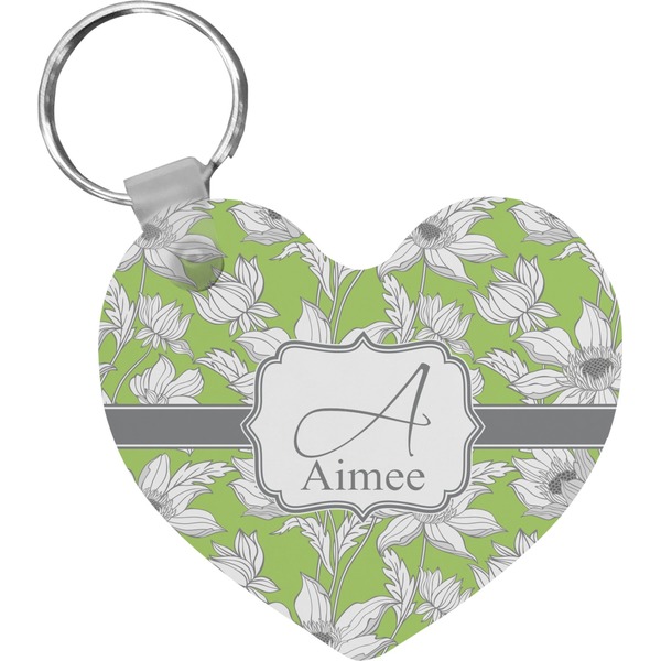Custom Wild Daisies Heart Plastic Keychain w/ Name and Initial
