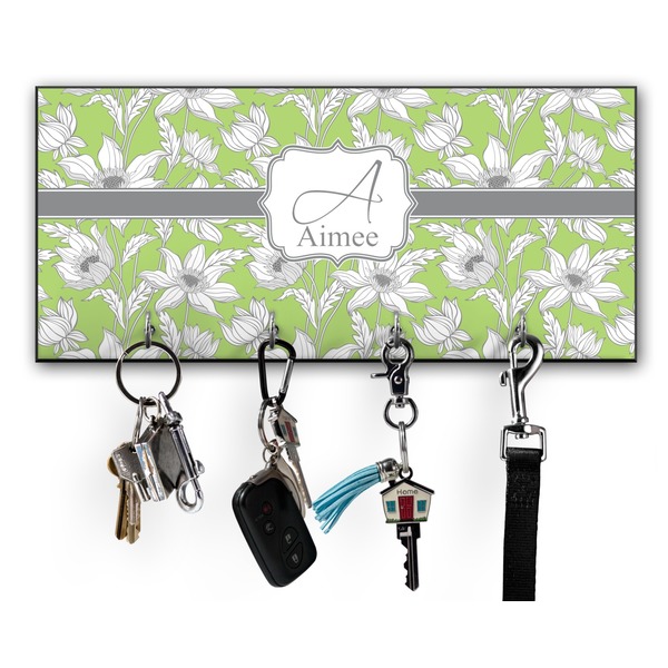 Custom Wild Daisies Key Hanger w/ 4 Hooks w/ Name and Initial