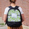 Wild Daisies Large Backpack - Black - On Back