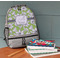 Wild Daisies Large Backpack - Gray - On Desk