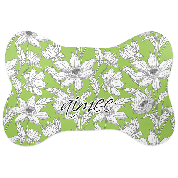 Custom Wild Daisies Bone Shaped Dog Food Mat (Large) (Personalized)
