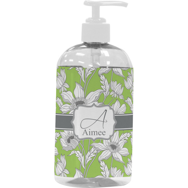 Custom Wild Daisies Plastic Soap / Lotion Dispenser (16 oz - Large - White) (Personalized)