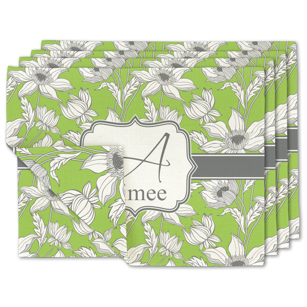 Custom Wild Daisies Double-Sided Linen Placemat - Set of 4 w/ Name and Initial