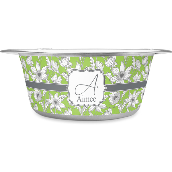 Custom Wild Daisies Stainless Steel Dog Bowl (Personalized)