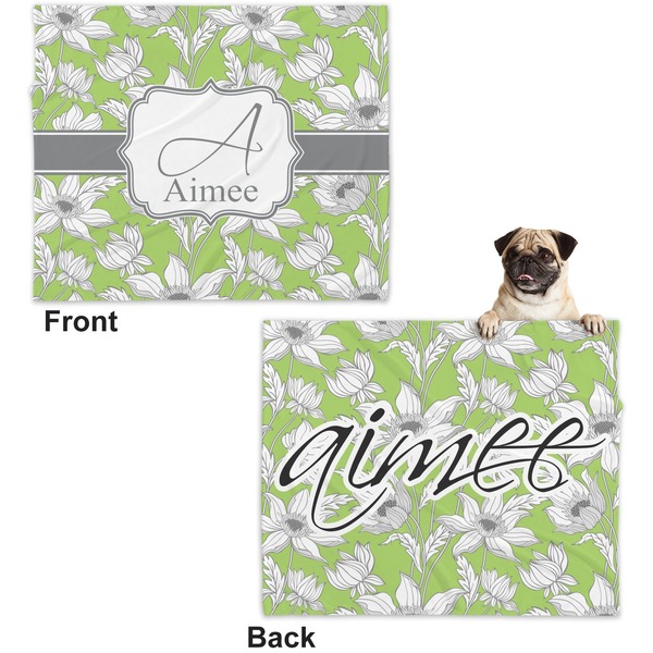 Wild Daisies Microfleece Dog Blanket - Large- Front & Back