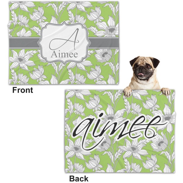 Wild Daisies Microfleece Dog Blanket - Regular - Front & Back