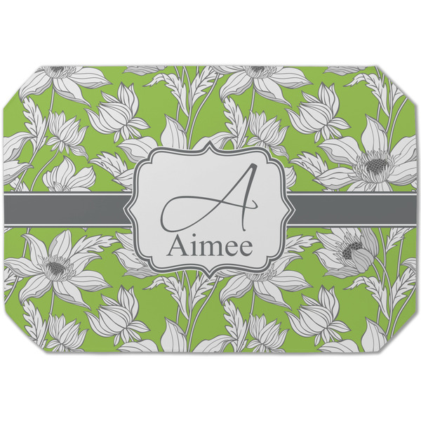 Custom Wild Daisies Dining Table Mat - Octagon (Single-Sided) w/ Name and Initial