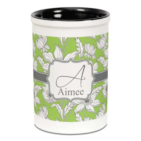 Custom Wild Daisies Ceramic Pencil Holders - Black