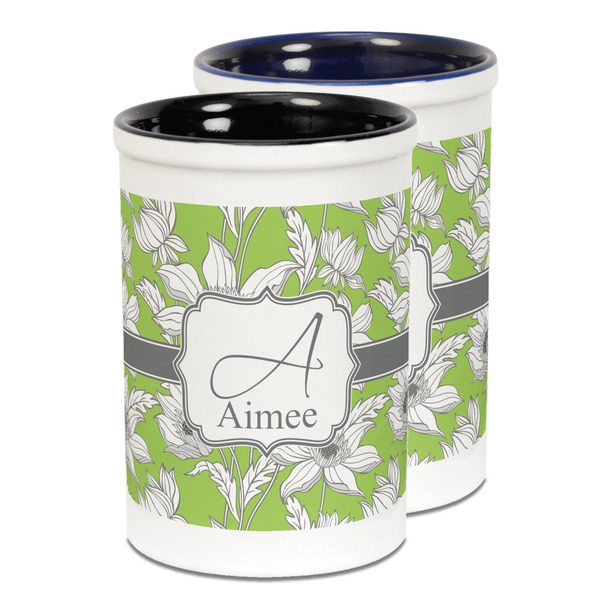 Custom Wild Daisies Ceramic Pencil Holder - Large