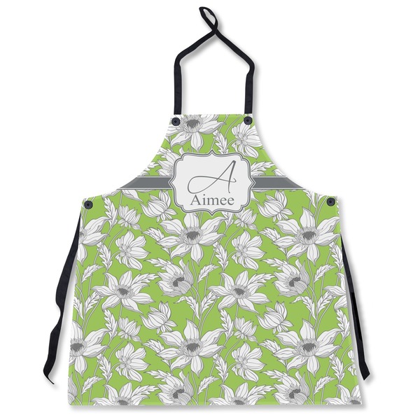 Custom Wild Daisies Apron Without Pockets w/ Name and Initial