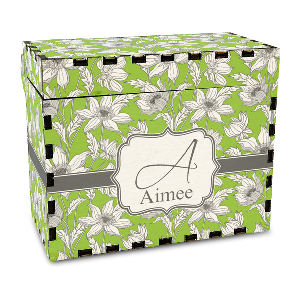 Custom Wild Daisies Wood Recipe Box - Full Color Print (Personalized)