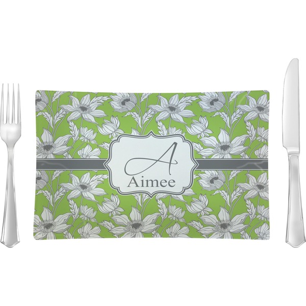 Custom Wild Daisies Rectangular Glass Lunch / Dinner Plate - Single or Set (Personalized)