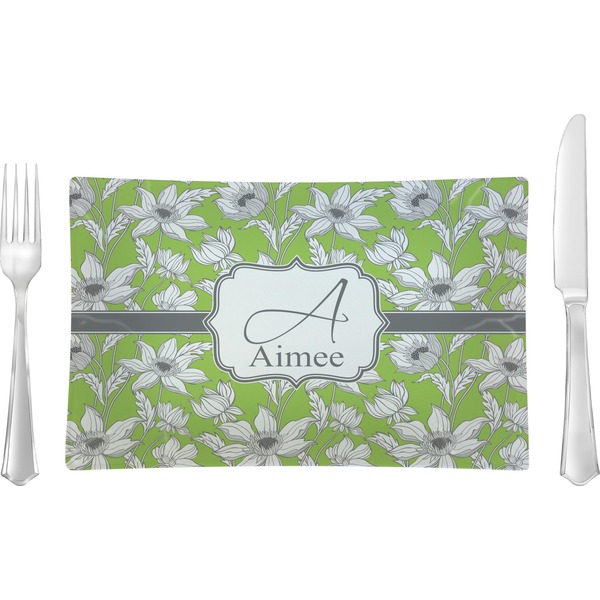 Custom Wild Daisies Glass Rectangular Lunch / Dinner Plate (Personalized)