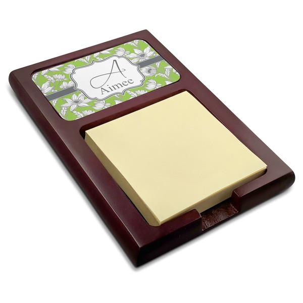 Custom Wild Daisies Red Mahogany Sticky Note Holder (Personalized)