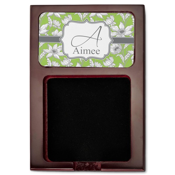 Wild Daisies Red Mahogany Sticky Note Holder - Flat