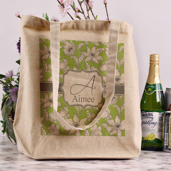 Wild Daisies Reusable Cotton Grocery Bag - In Context