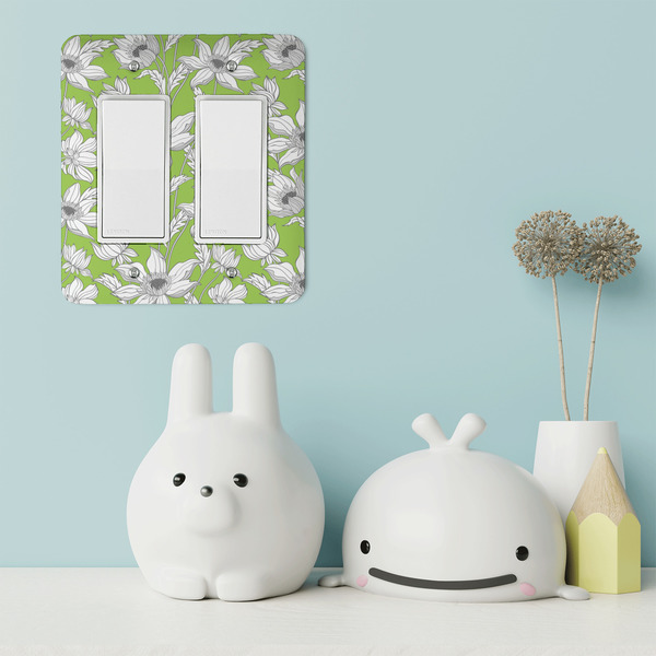 Wild Daisies Rocker Light Switch Covers - Double - IN CONTEXT
