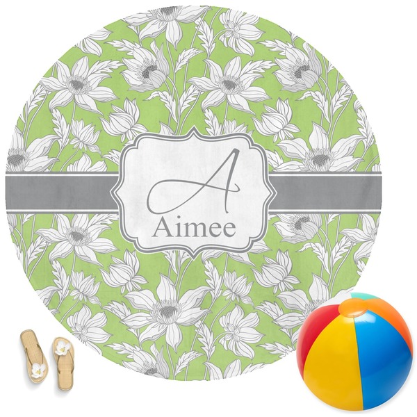 Custom Wild Daisies Round Beach Towel (Personalized)