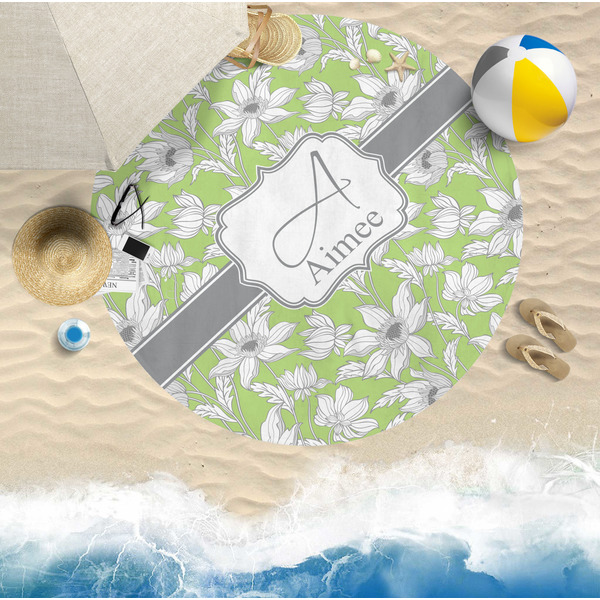 Wild Daisies Round Beach Towel Lifestyle