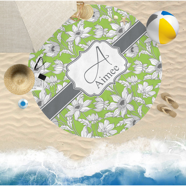 Wild Daisies Round Beach Towel Lifestyle