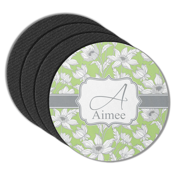 Custom Wild Daisies Round Rubber Backed Coasters - Set of 4 (Personalized)