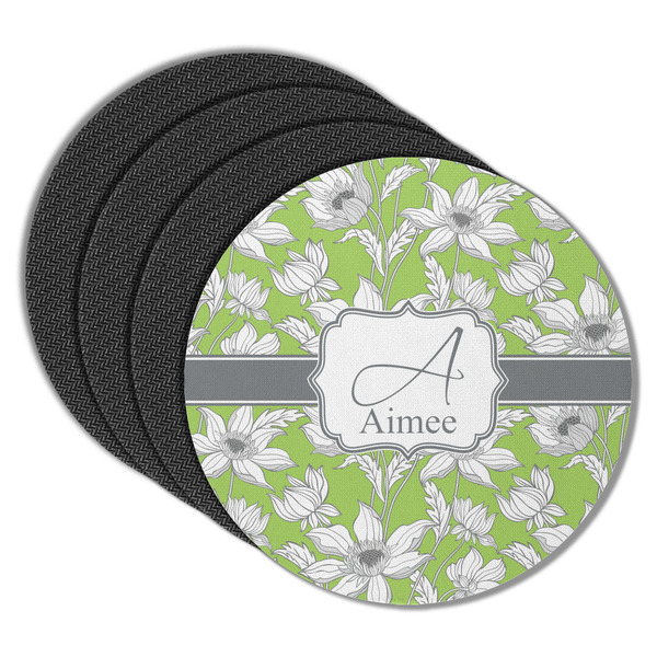 Custom Wild Daisies Round Rubber Backed Coasters - Set of 4 (Personalized)