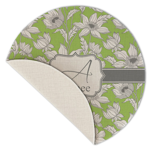 Wild Daisies Round Linen Placemats - Front (folded corner single sided)