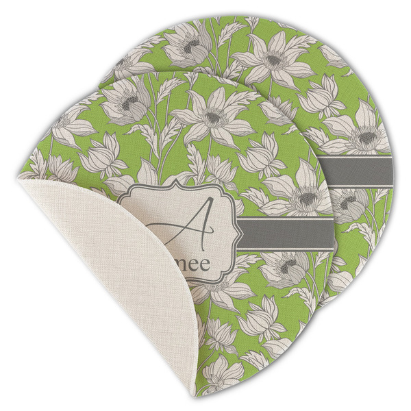 Custom Wild Daisies Round Linen Placemat - Single Sided - Set of 4 (Personalized)