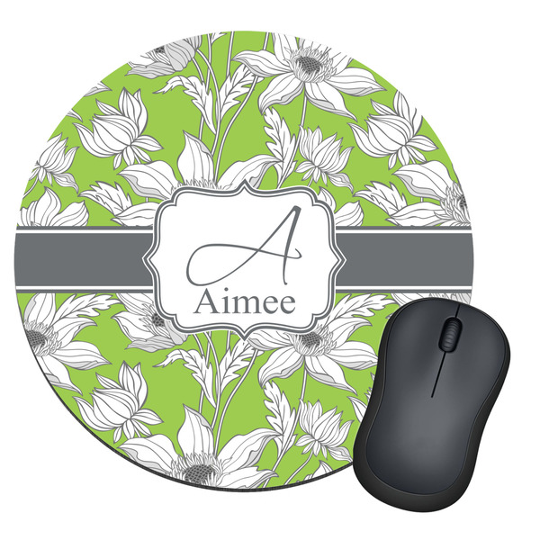 Custom Wild Daisies Round Mouse Pad (Personalized)