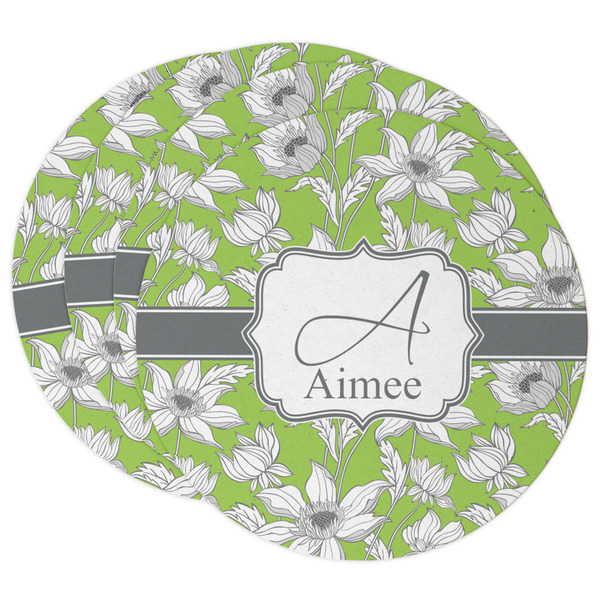 Custom Wild Daisies Round Paper Coasters w/ Name and Initial