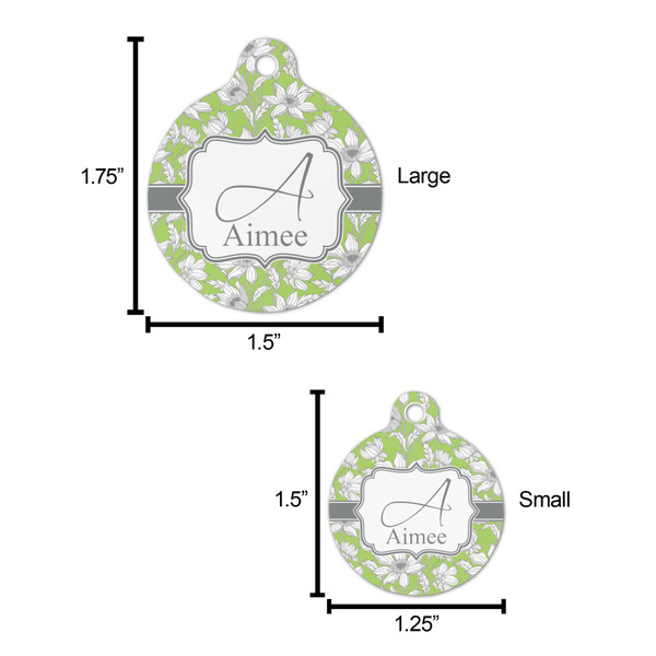 Wild Daisies Round Pet ID Tag - Large - Comparison Scale