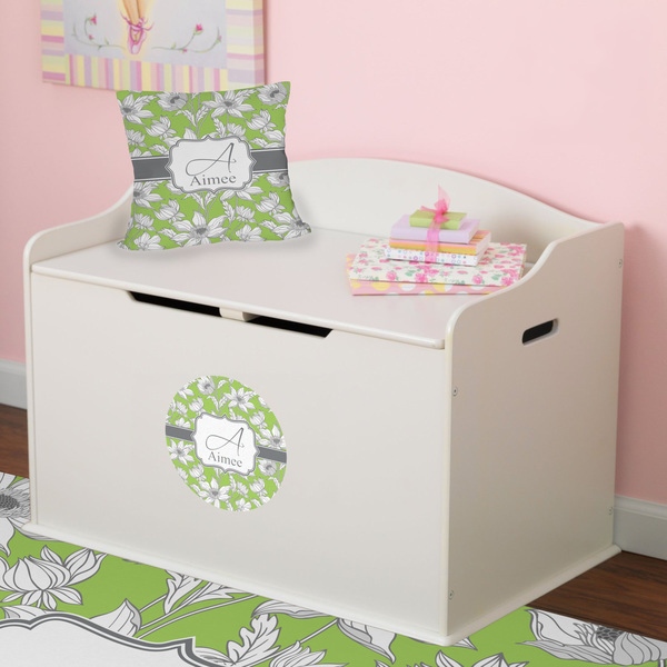 Wild Daisies Round Wall Decal on Toy Chest