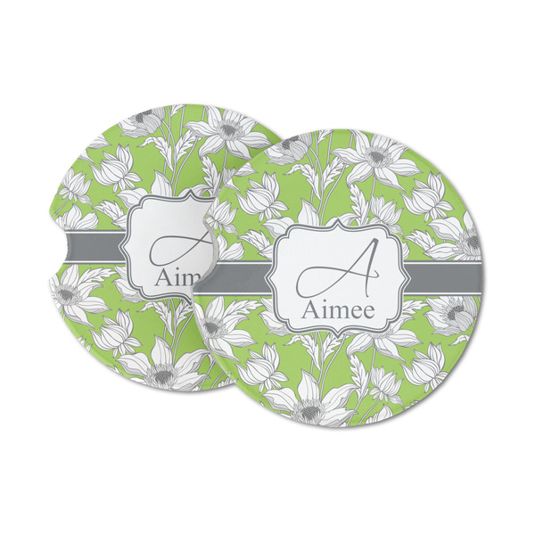 Custom Wild Daisies Sandstone Car Coasters - Set of 2 (Personalized)