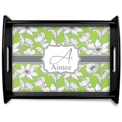 Wild Daisies Black Wooden Tray - Large (Personalized)