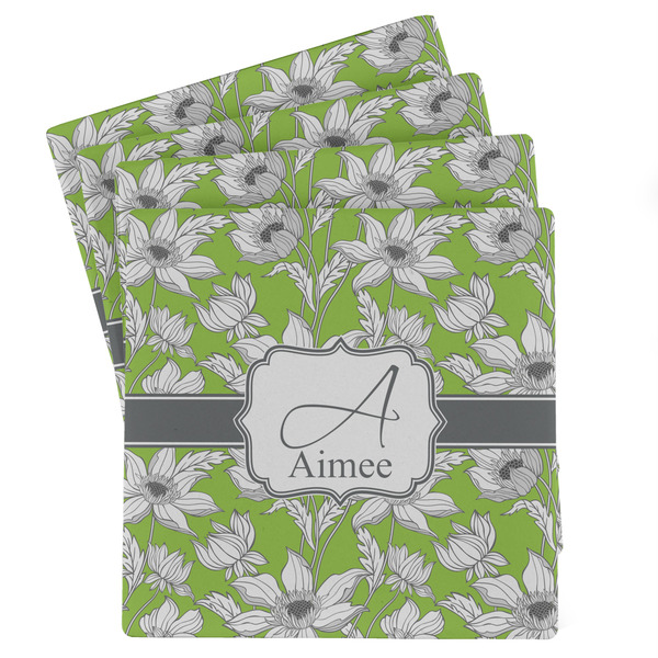 Custom Wild Daisies Absorbent Stone Coasters - Set of 4 (Personalized)