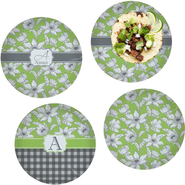 Custom Wild Daisies Set of 4 Glass Lunch / Dinner Plate 10" (Personalized)