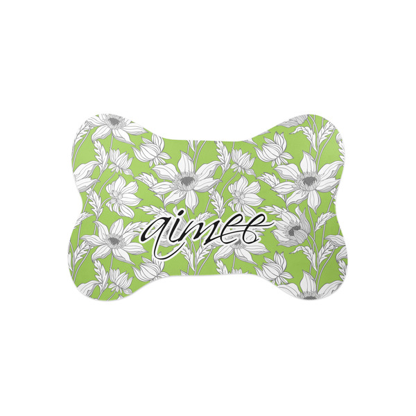 Custom Wild Daisies Bone Shaped Dog Food Mat (Small) (Personalized)