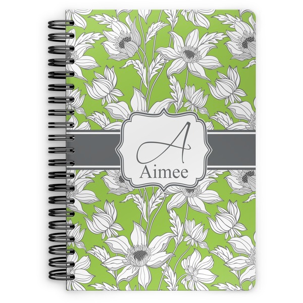 Custom Wild Daisies Spiral Notebook - 7x10 w/ Name and Initial