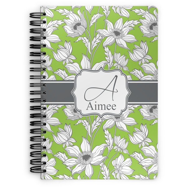 Custom Wild Daisies Spiral Notebook - 7x10 w/ Name and Initial