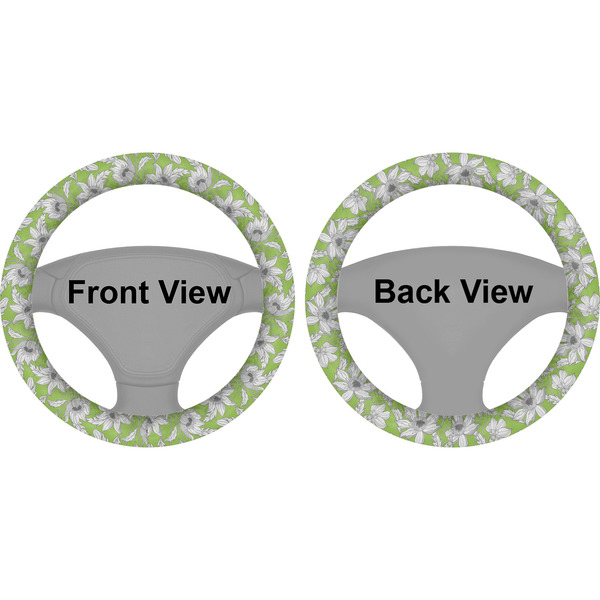 Wild Daisies Steering Wheel Cover- Front and Back