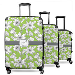 Wild Daisies 3 Piece Luggage Set - 20" Carry On, 24" Medium Checked, 28" Large Checked (Personalized)