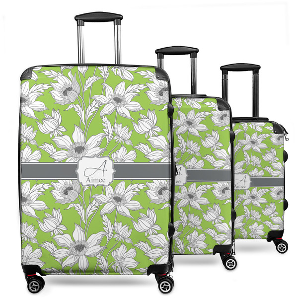 Custom Wild Daisies 3 Piece Luggage Set - 20" Carry On, 24" Medium Checked, 28" Large Checked (Personalized)
