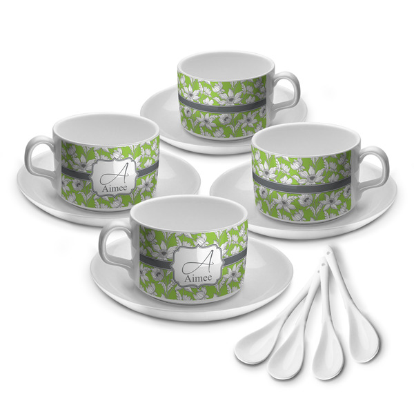 Custom Wild Daisies Tea Cup - Set of 4 (Personalized)