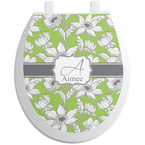 Custom Wild Daisies Toilet Seat Decal - Round (Personalized)